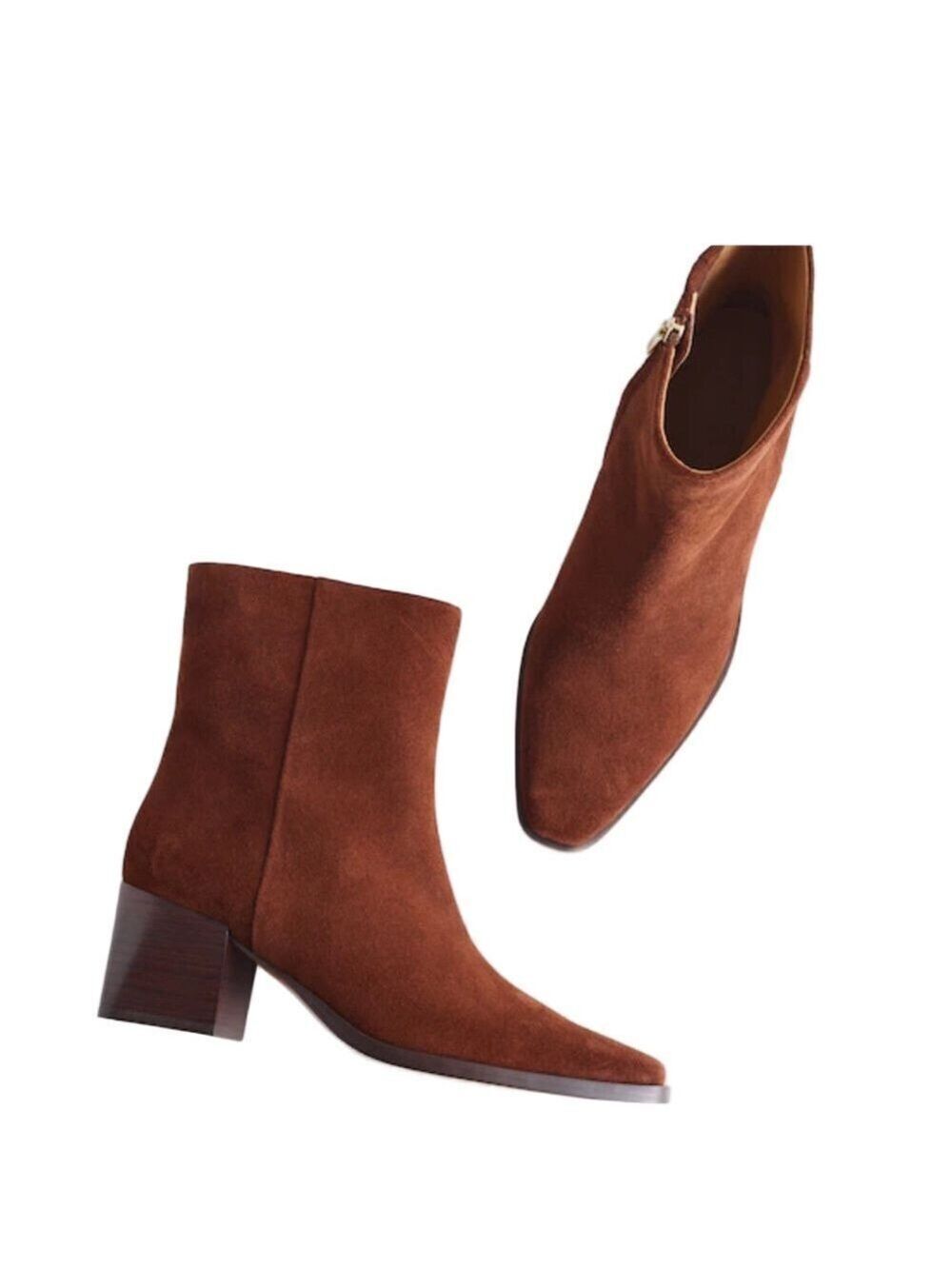 Madewell The Ardin Ankle Boot Brown Suede, Tapered Toe, Block Heel  9.5 NWOB